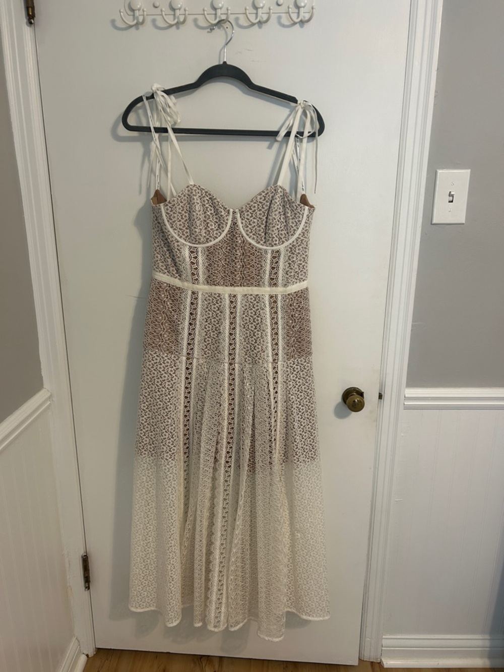 Self-Portrait Lace Paneled Midi Dress